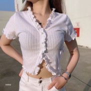 [Video + Ảnh] Áo Croptop Viền Bèo Cúc Ngọc P42